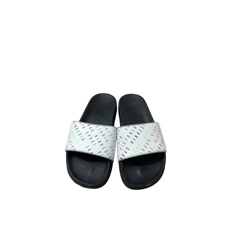 Victoria Secret Slides Sports Sandals Wedge Logo Spellout Women’s Size Medium